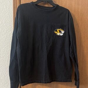 Black Long-Sleeve Pocket Tee with Yellow Tiger Pocket Graphic